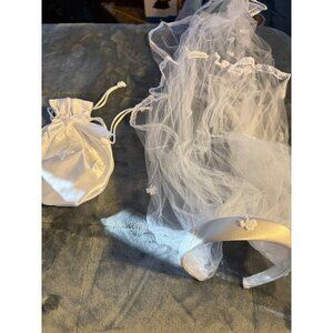 First Communion Girls Set Headband Veil Gloves Purse White Flower Girl Wedding